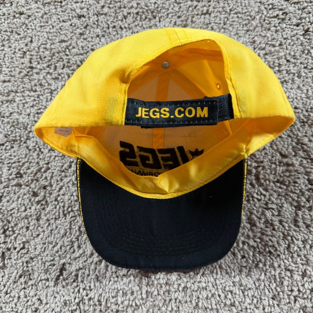 JEGS High Performance Mens Baseball Cap Yellow Black Racing Hat SnapBack logo - Picture 6 of 8